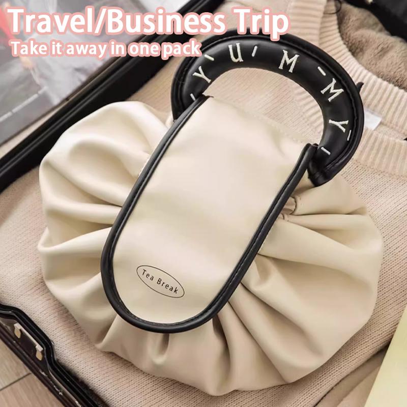 Portable Makeup Bag For Daily Use Women Large Capacity Travel Toiletry Bags Drawstring Cosmetic Storage Pouch