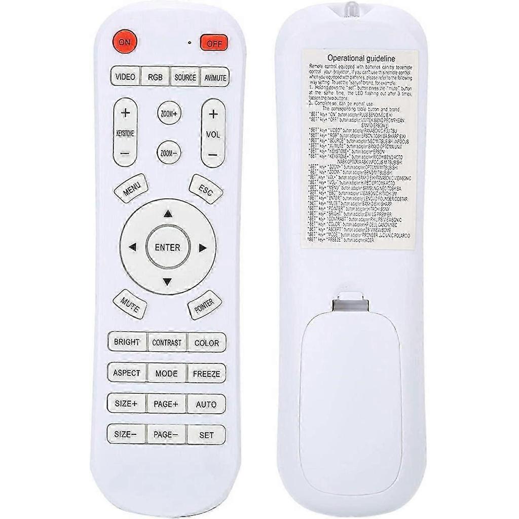 Replacement Remote Control for All Types of Projectors, Universal Projector Remote Control, White