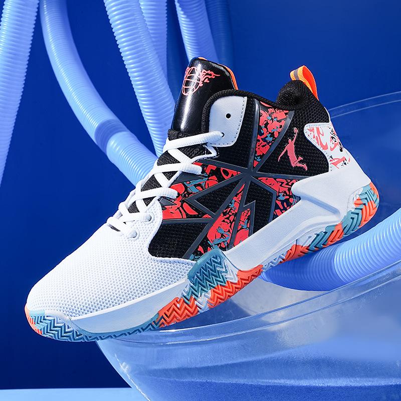 Basketball Shoes Men's Shoes Spring and Summer New High-top Friction Sound Non-slip Wear-resistant Fly-woven Mesh Student Actual Sports Shoes