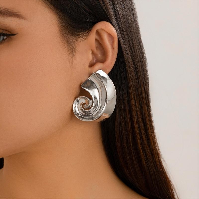 Stylish Thread Pendant Necklace Women Ear Jewelry Fashion Accessory Unique Ear Studs Alloy Texture for Everyday Wear