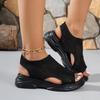 Summer Fashion Women 2026 Peep Toe Platform Wedge Comfortable Black White Mesh Breathable Non-slip Sandals Casual Beach Sandals