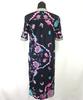 Made in Italy BOTTO Premium Fabric Floral Short Sleeve Long Dress I42 USA8 Japan L Navy Maxi 100% Cotton Tops Shirts(USED)