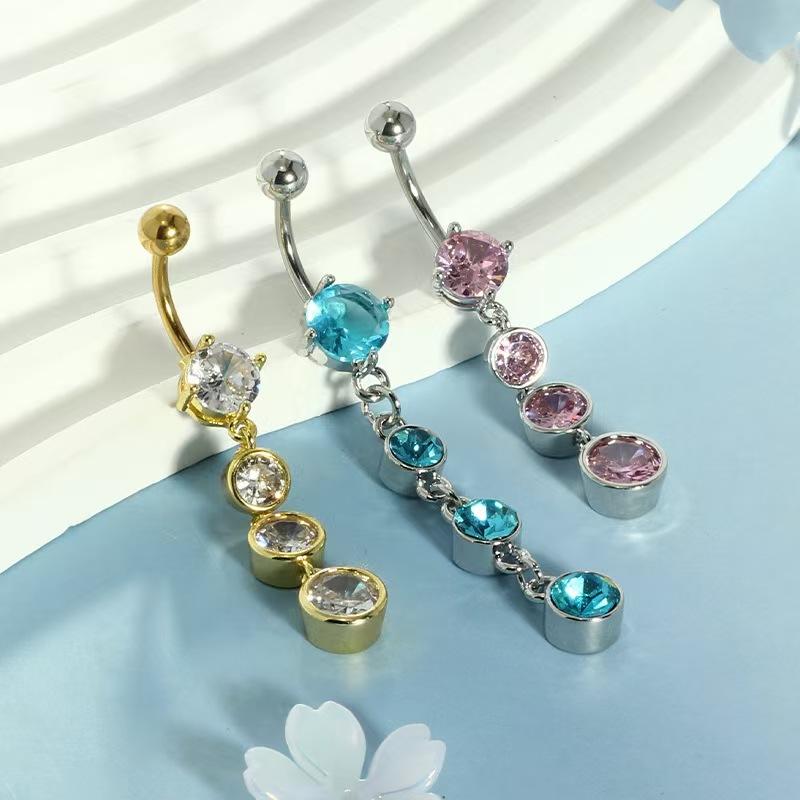 1pc 316L Surgical Steel Dangle CZ Gems Belly Button Ring Cubic Zirconia Drop Pendant Navel Nail Body Piercing Zircon