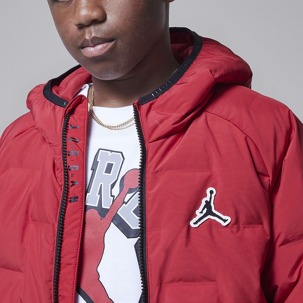 Jordan Comfortable Soft Warm Hooded Down Jacket Kids Outerwear Fitness-Red HQ7152-687