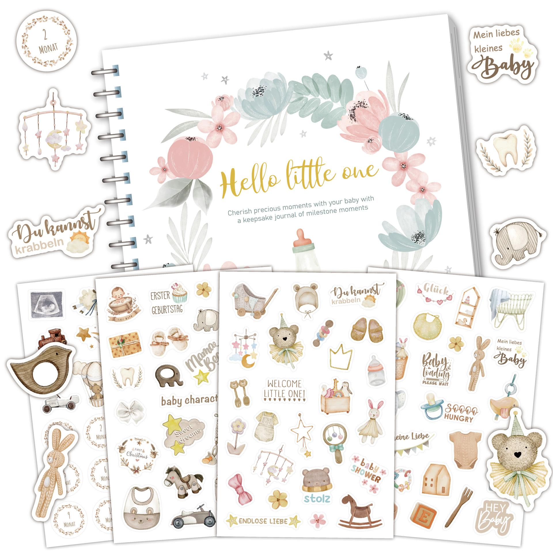 

Keepsake Memory Book for Baby Boys or Girls Babies First Milestone Gender Stickers Scrapbook Journal Photo Album