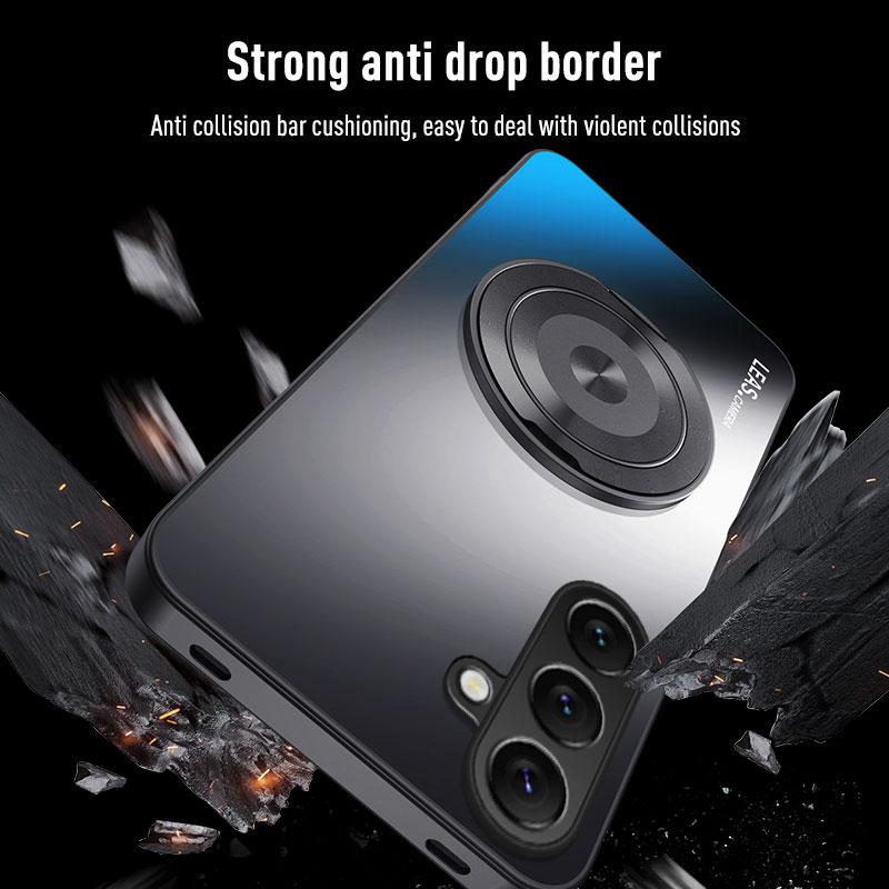 For Samsung S25 Edge S24 S23 S22 S21 Plus FE Note 20 Ultra Magnetic Ring Stand Back Phone Case Magsafe Ring Lens Protect Cover