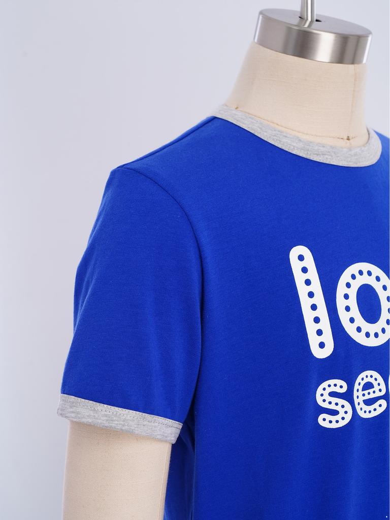 Mono Adaptativo para Niños con Necesidades Especiales Antidesgarro Trasero Cremallera Invisible Manga Corta Estampado de Letras Ribete de Contraste Mono para Niños Niñas