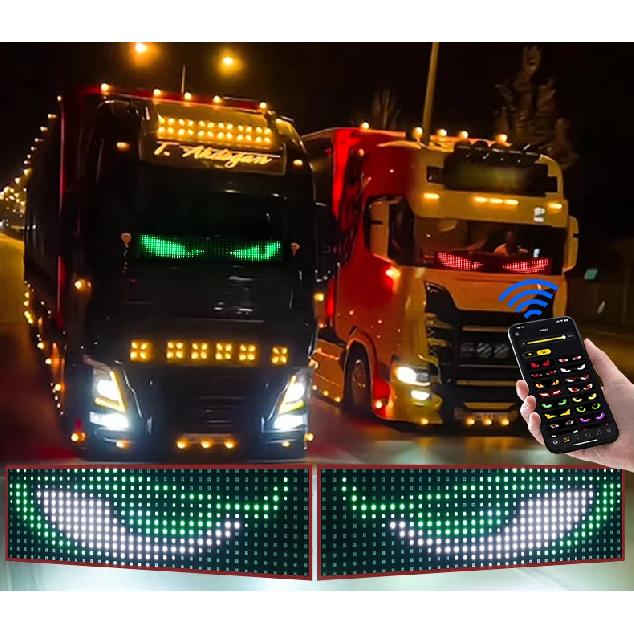 New APP Control  LED Truck Car Devil Eye Light Scrolling Pixel Panel For Board Windshield Free Custom Text 12V 24V 120/150/200cm