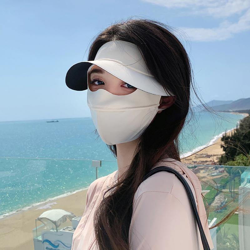 Eis Seide Sonnenschutzmaske UPF50+ Ganzgesichts-Anti-UV-Nackenschal Staubdicht 3D Atmungsaktiv Sonnenschutz Gesichtsmaske Outdoor 1 Stück