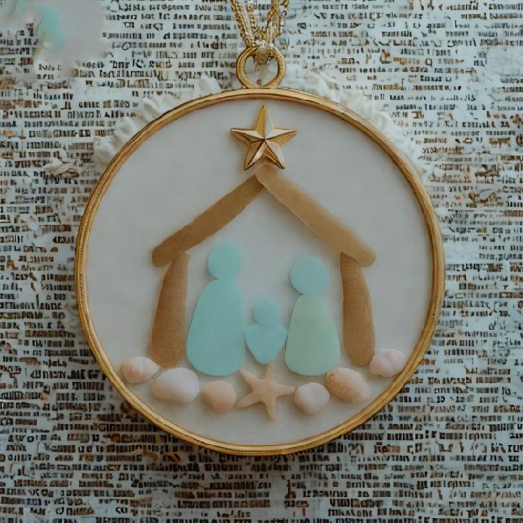 Acrylic Christmas Tree Ornament Decorative Sea Glass Coastal Holiday Accent Pendant Unique Religious Gift