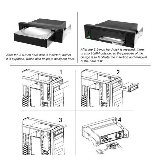 2.5/3.5inch Tray Hot Swap SSD SATA Serial HDD Hard Drive Enclosure Rack