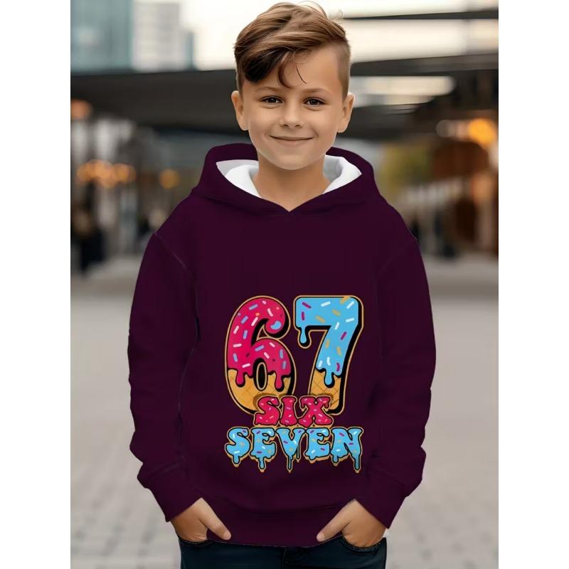 67 Meme Hoodie für Kinder Lustiger Digitaldruck Herbst-Sweatshirt Locker Bequem Oberteile Streetwear Mode Y2k Kinderkleidung