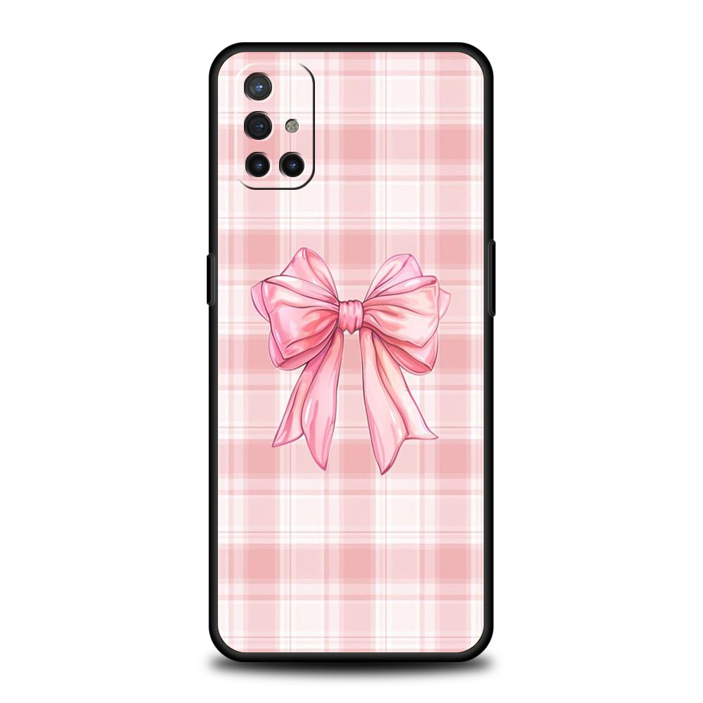 Phone Case For Oneplus 13R 12R 13 12 10T 10R Nord N100 N200 N10 10 9 9R 9RT CE 2 Z Pro Soft TPU Cover Bow-Knot Pink Bow Pattern