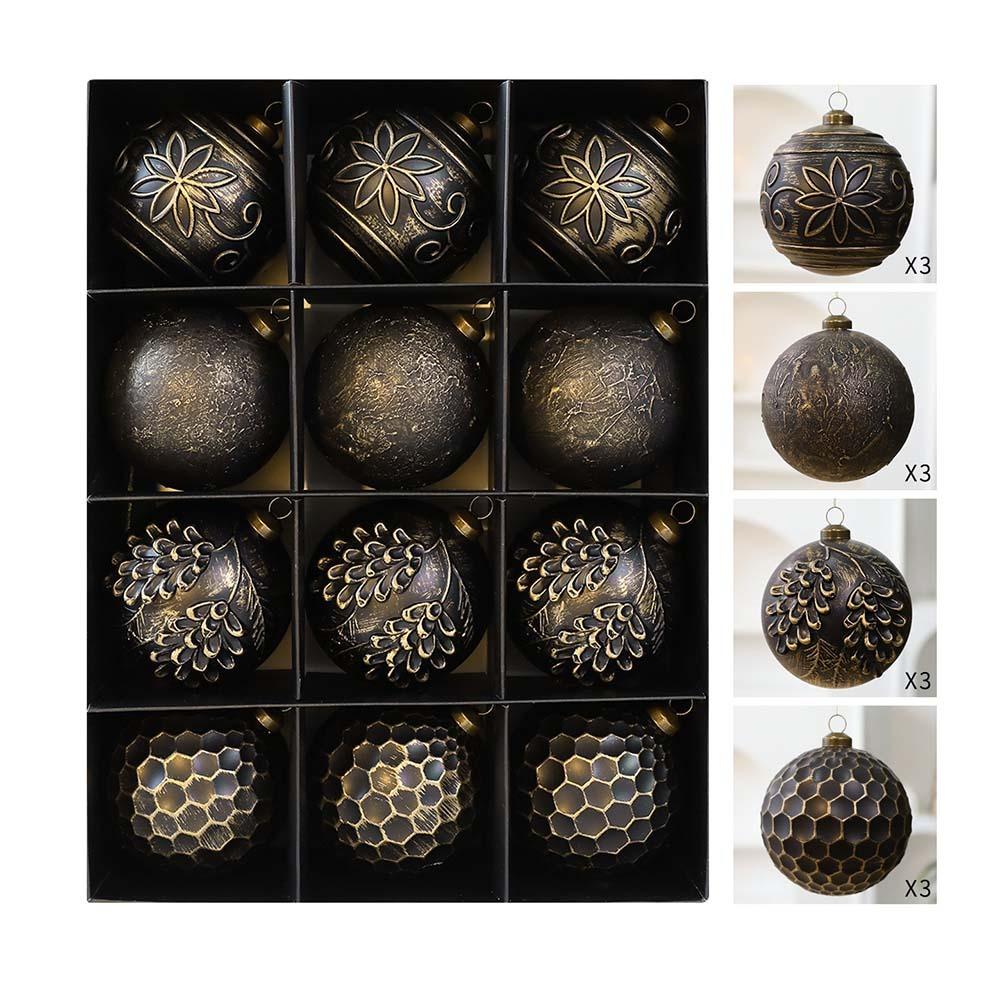 12pcs Shatterproof Christmas Hanging Balls Vintage Xmas Tree Decoration  Home Decor