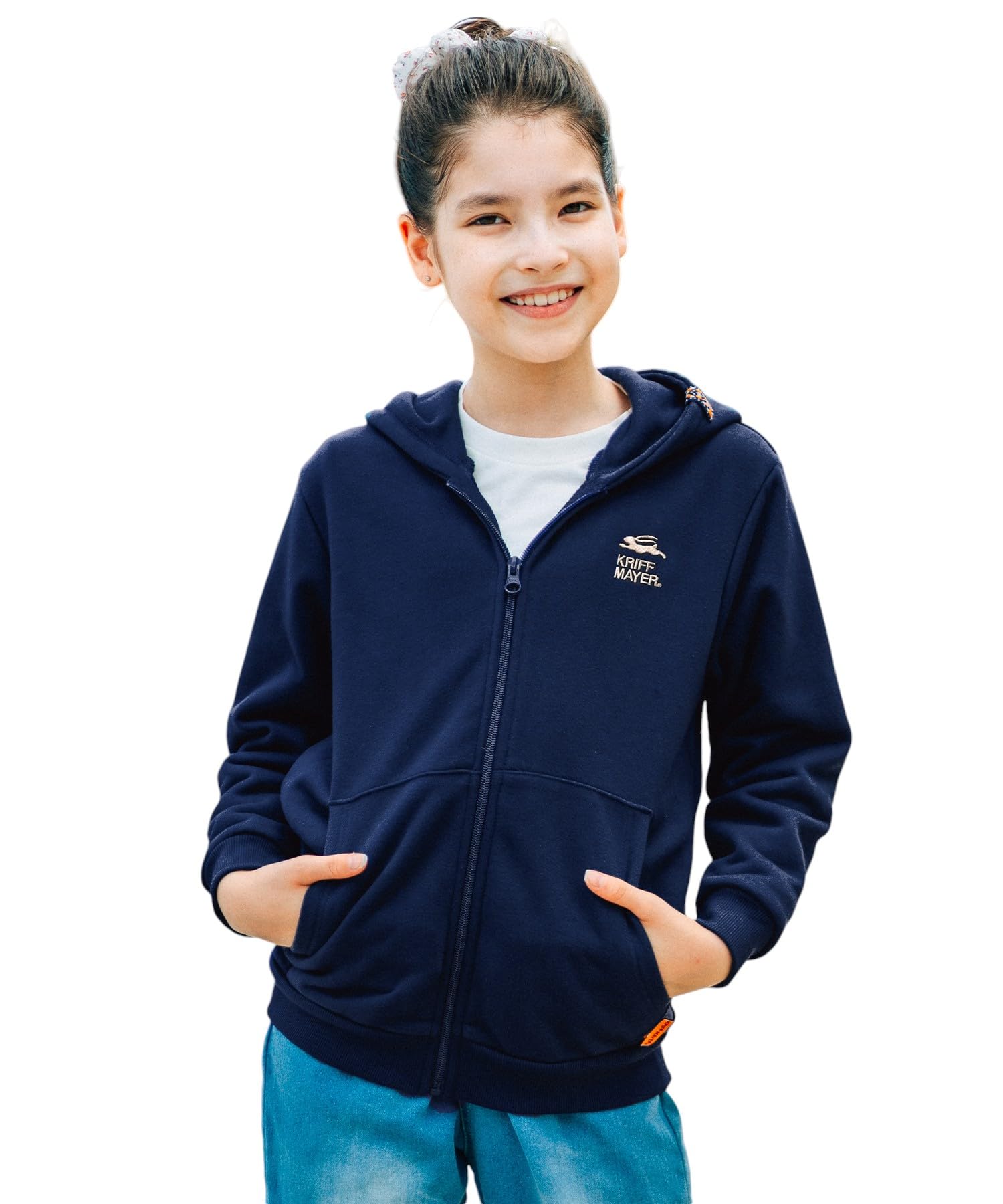 

Cliff Mayer Embroidered Fleece and Size Navy Hoodie, Zip-Up Sweatshirt, Kids Juniors Unisex, 150,