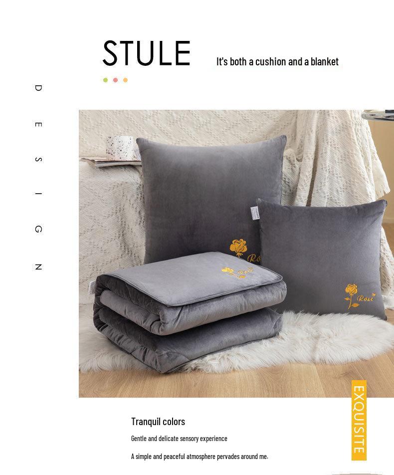 Modern Minimalist Double-Sided Embroidered Fleece Baby Throw Pillow Blanket 