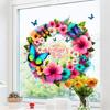 Mother's Day Floral Wreath Static Cling Window Sticker Removable Self-Adhesive for Living Room Bedroom Hallway Balcony Store PVC Glass Decor Art