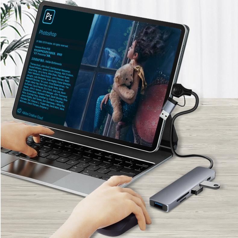 Dual Plugs 5 In 1 USB C To USB Hub and SD / Micro SD Card Reader for MacBook Pro,ChromeBook, Mobile ,other Type C Devices
