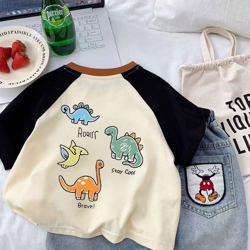 Kids Summer Cotton Cartoon Short Sleeve T Shirt Boys Girls Casual Breathable Base Layer Top For Toddlers