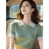 Polo Style Coréen Color-block Nouveau Style T-shirt de Base Convient pour les Trajets Quotidients Élégant et Polyvalent Haut Chic Polyvalent