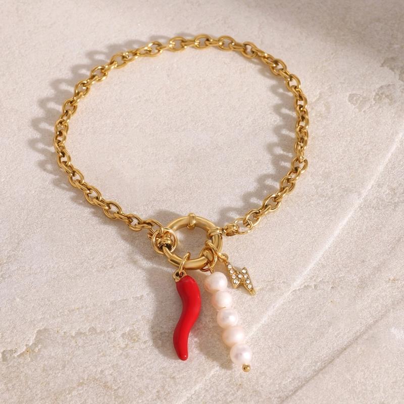 Glossy Pearls Charm Bracelet Jewelry Versatile Pearls Pendant Bracelet with Long Lasting Metal Chain for Fashionistas