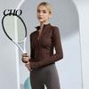 Stand-up Collar Jacket Women Long Sleeve Workout Tops Quick Dry Full Zip Crop Yoga Athletic Slim Sweat-wicking Wear Fit Shirts Sportwear with