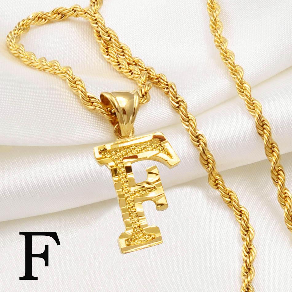 Anniyo AZ Letters Kettingen Dames Heren Verguld Initial Hanger Touwketting Engelse Letter Sieraden Alfabet Afrikaans #058002B