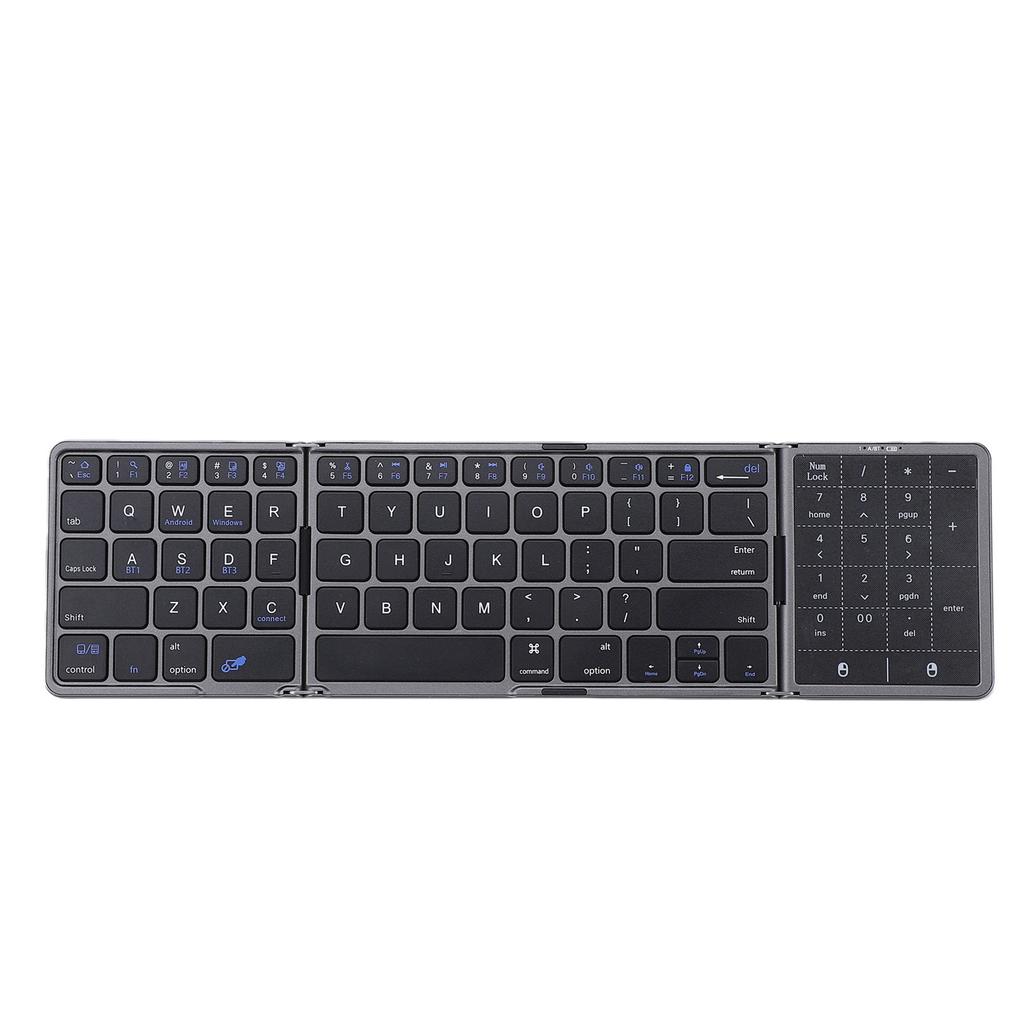 Fold Keyboard Rechargeable Full Size Keys Folding Wireless Keyboard with Touchpad Multi Device Sync for Laptop PC Tablets