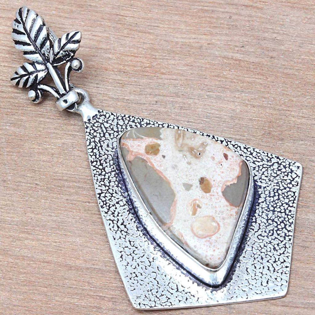 Pendant Bird Eye Jasper Gemstone Handmade Gift For Her Silver Jewelry 2"