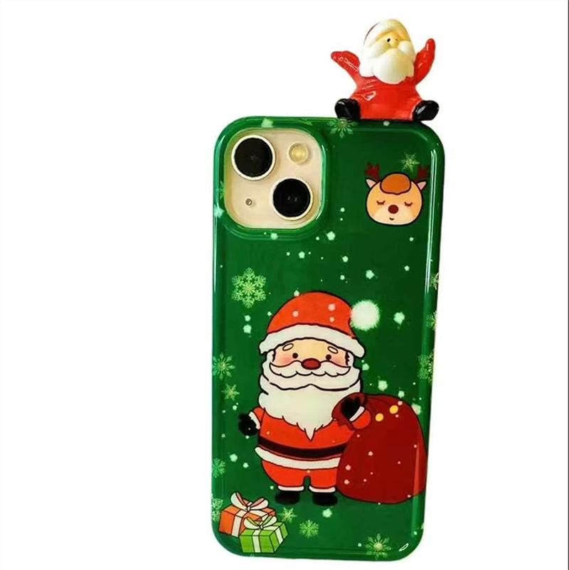Fashion Cartoon Santa Claus Christmas Phone Case For iPhone 16 15 14 13 Pro Max IMD Color Bumper Cover Fundas New Year Gifts