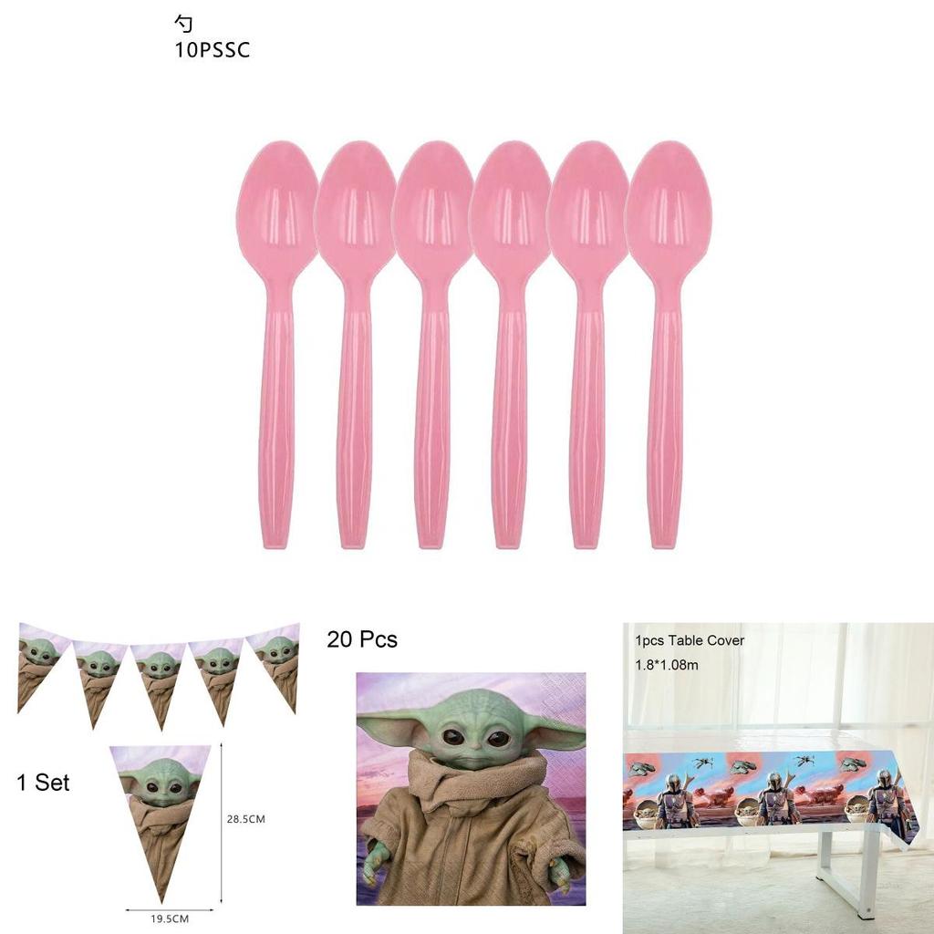 Yoda Kids Theme Birthday Party Decor Supply With Plates Cups Banner Balloons**