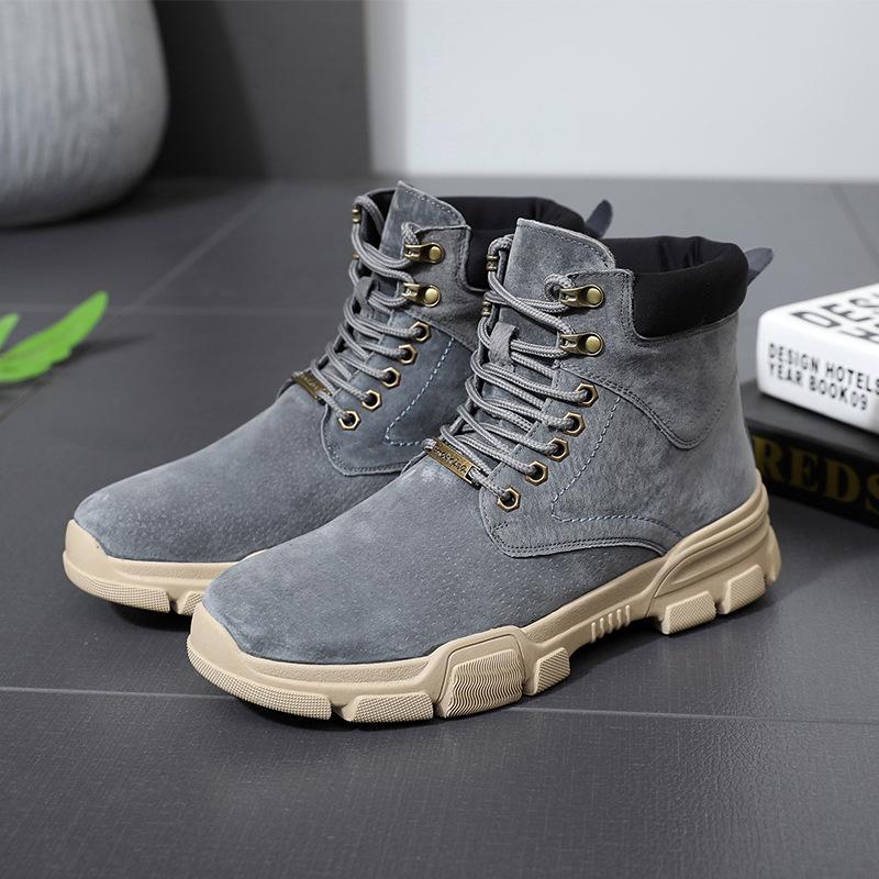 Men's High-top Velvet Spring, Summer and Winter Korean Version Versatile Men's Boots Warm Trend Boots