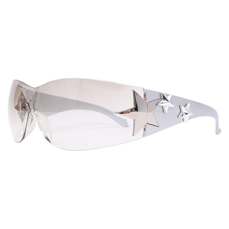 European and American new fashion YK one-piece pentagram sunglasses Cyberpunk sunglasses Internet celebrity street shot