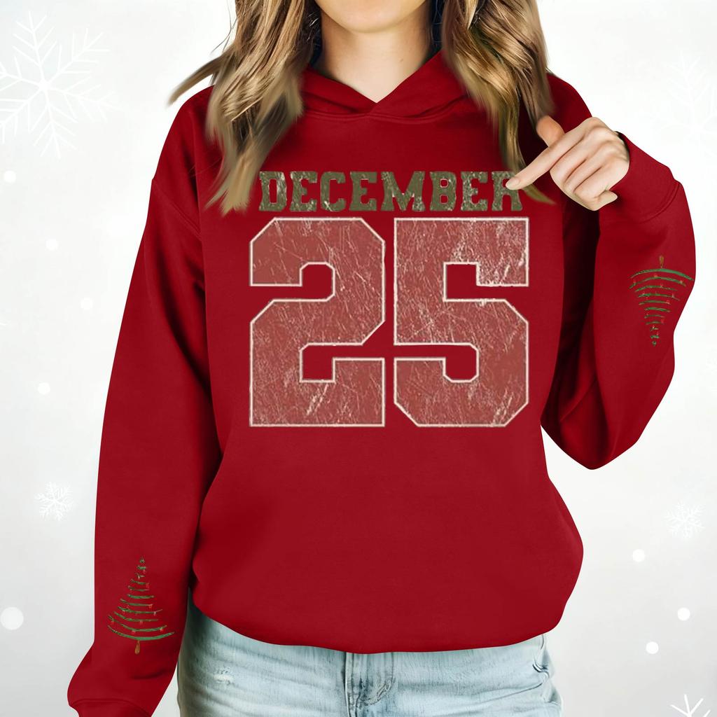 Damenmode Lässig Langarm Bedruckt Rundhals Kapuzenpullover Pullover Top