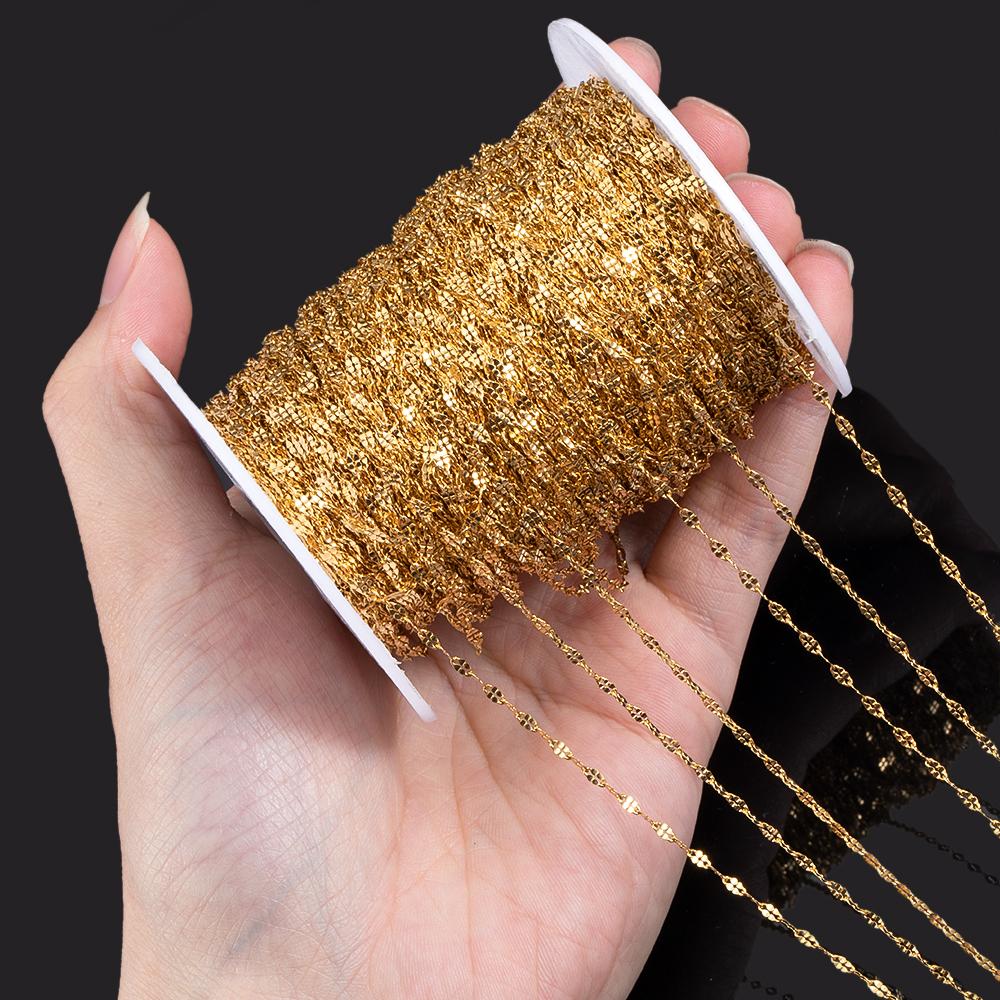 No Fade 2meters Stainless Steel Lip Chain Multi-Size Metal Bulk Chain for Necklace Bracelet Chain DIY Jewelry Making Accessories