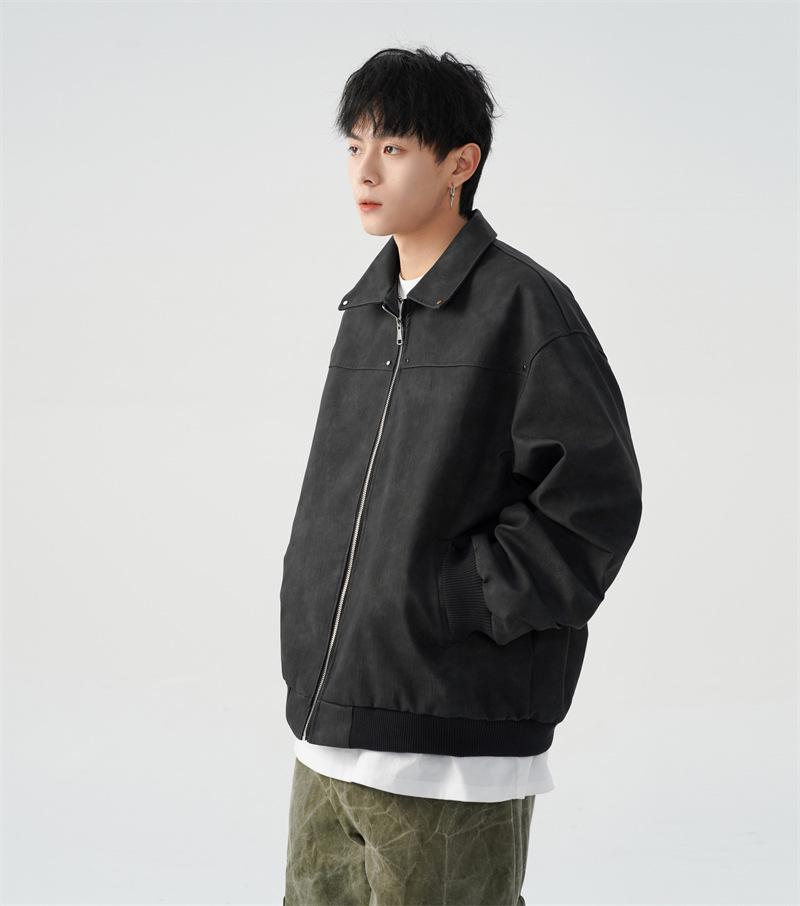 Unisex American Retro Maelard Jacket: Spring/Autumn Turn-Down Collar Motorcycle Leather Coat with Rivets.