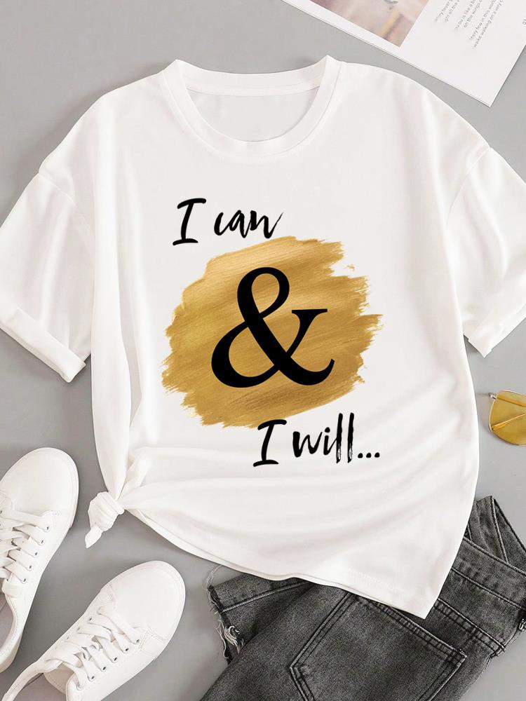 (Asian Size) T-shirts Fashion O-neck Female Casual Women's Top T Clothing Love Heart Style Print Short Sleeve Graphic Tee
