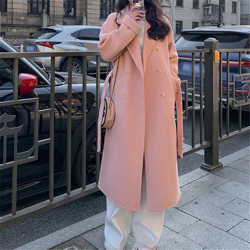 Tooxika New Autumn And Winter Commuter Solid Color Wool Coat For Women Mid-length Lace-up Wool Coat