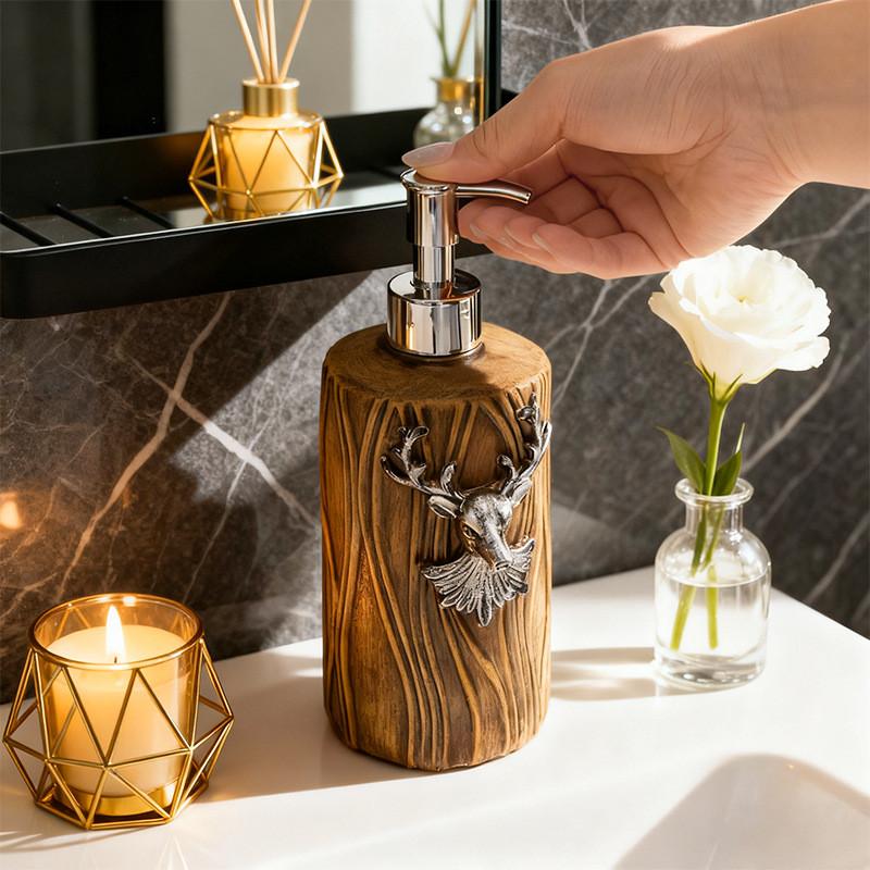 Rustic Deer Soap Dispenser Bottle With Pump For Bathroom And Kitchen Use