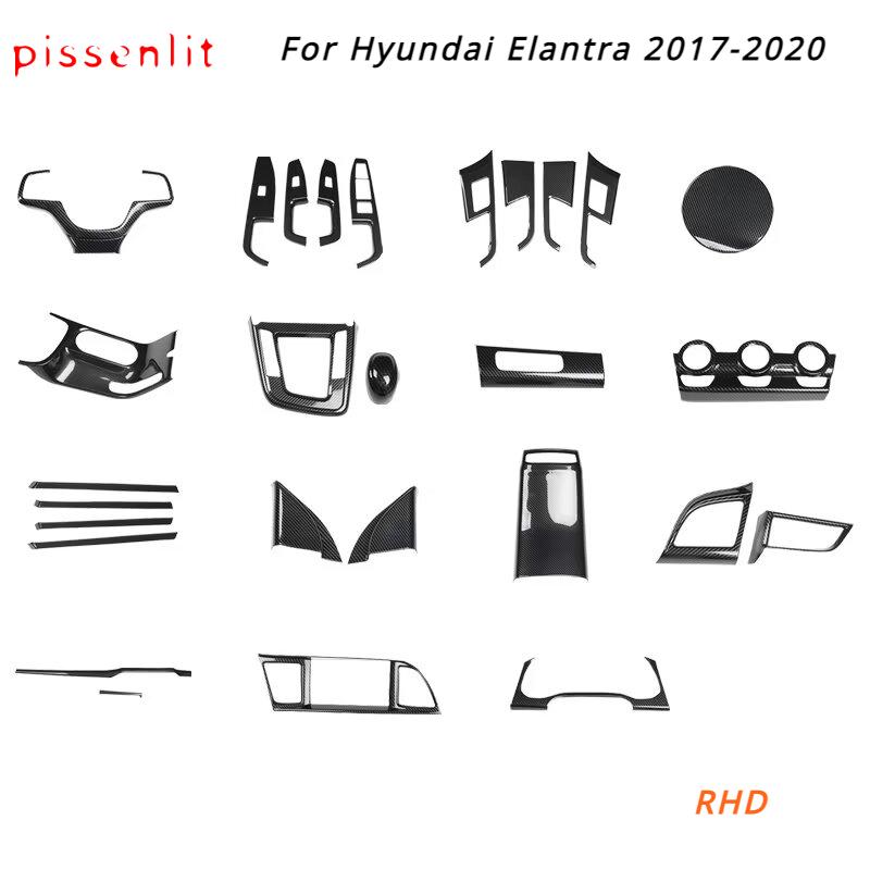 For Hyundai Elantra 2016- RHD Car Interior Decor Accessorie Center Console Windows Control Panel Carbon Fiber Style Stickers
