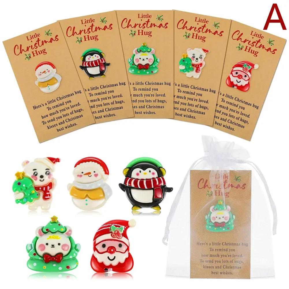 Christmas Little Pocket Hug Gifts Bulk Penguin Snowman Pocket Hug Token With Cards And Bags, Small Gifts For Xmas S5g7