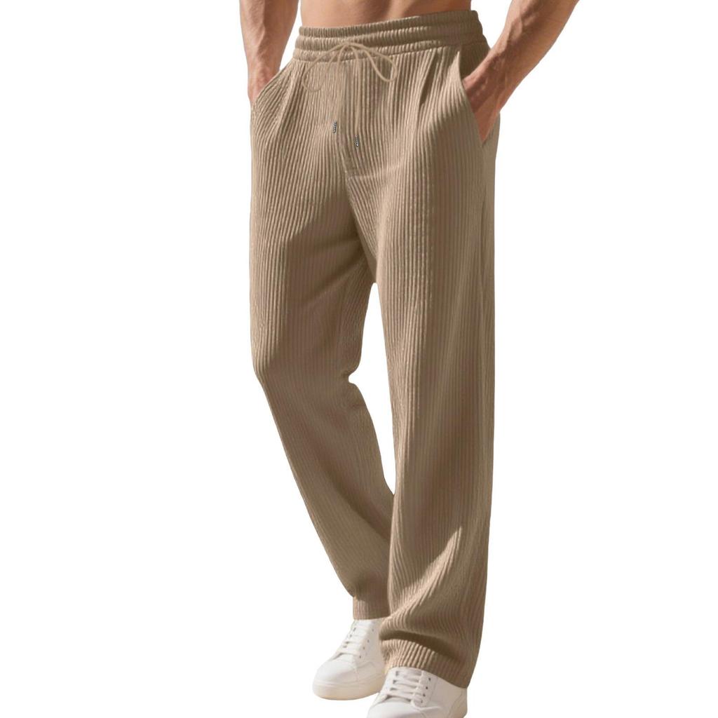 Autumn and Winter New Hot-selling Loose Hip-hop Men's Casual Jacquard Straight Pit Strip Simple Sweatpants