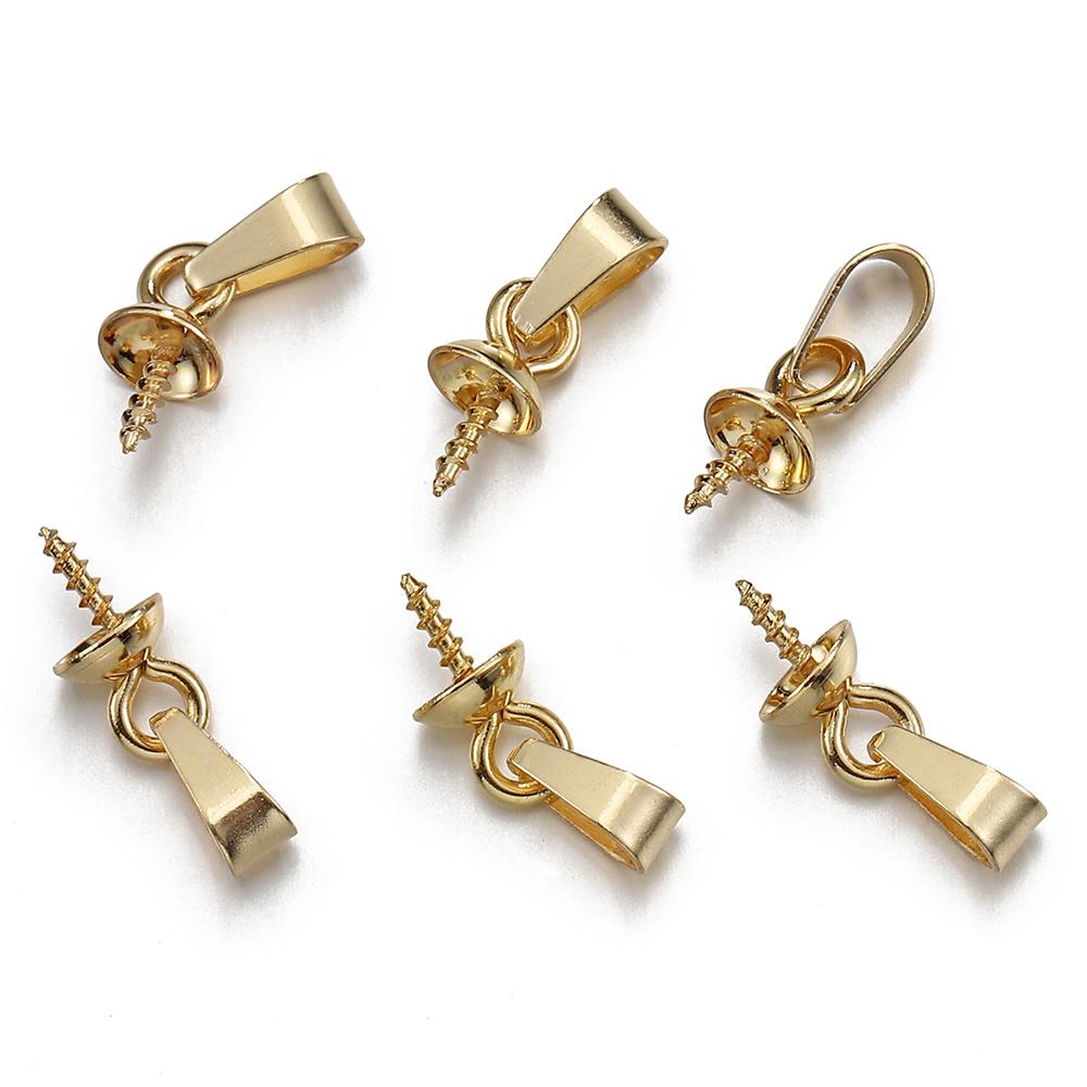 No Fade 20pcs Stainless Steel Pendant Screw Eye Pins Bail Top Drilled Beads End Caps Charms Connectors for Jewelry Making DIY