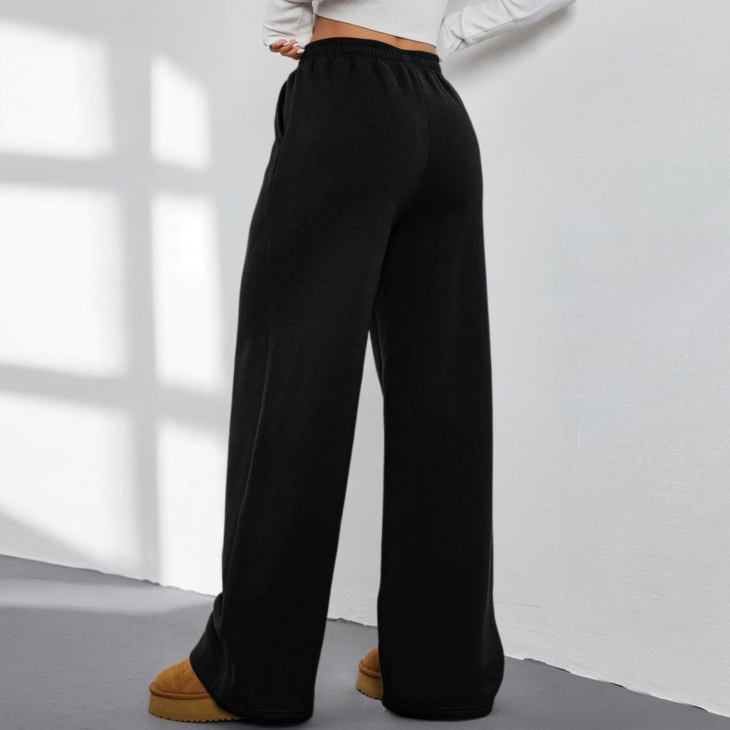 Women's Wide Leg Sweatpants Fall High Waisted  Pants Drawstring Workout Joggers With Pockets