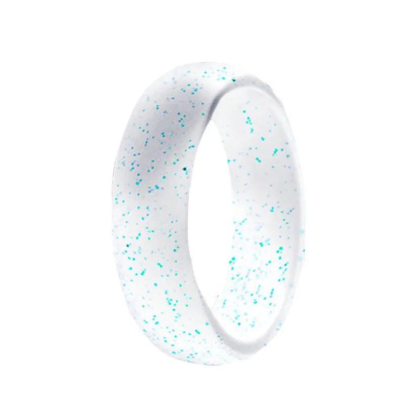 

5.7mm Wide New Silicone Ring Shimmering Powder Women s Silicone Ring Pearl Powder European and American Ring Couple Ring Transparent Flash Blue No. 10