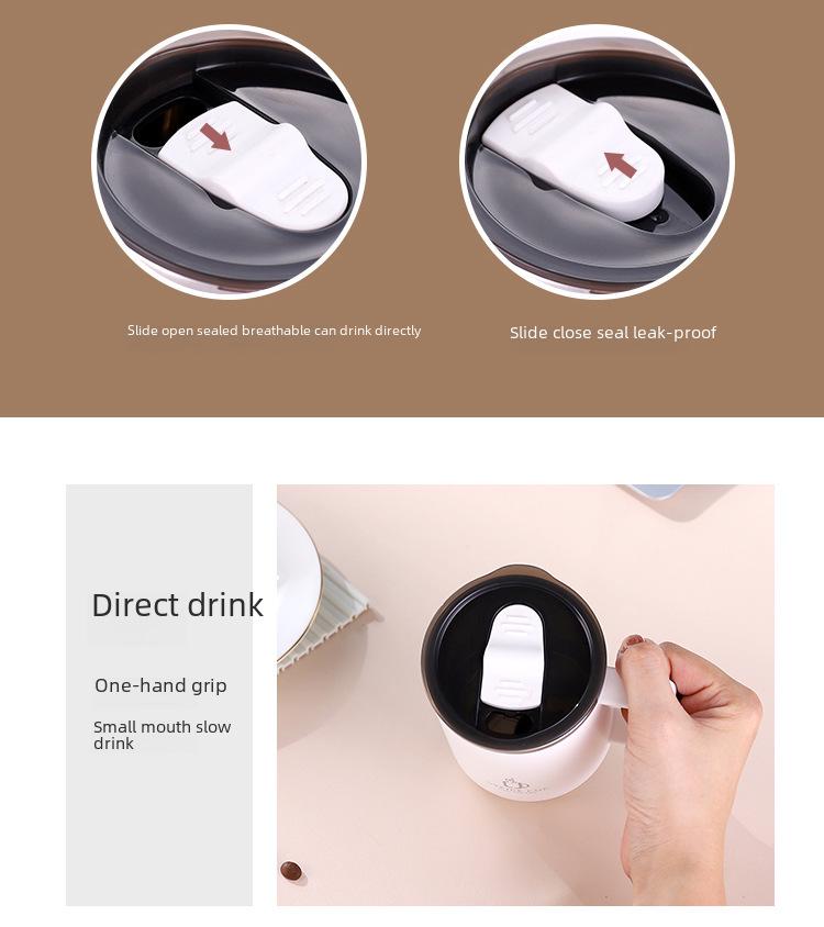 Stainless Steel Double-Layer Coffee Mug with Lid and Handle - Colorful and Portable Travel Mug