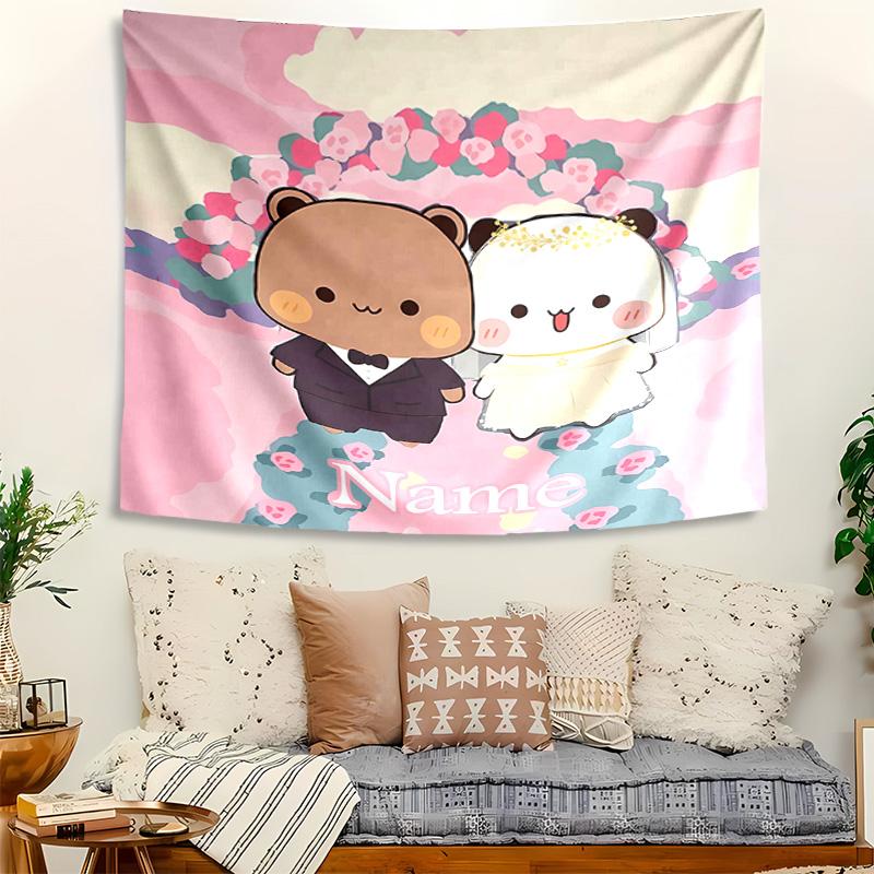 Personalized Bubu Dudu Background Tapestry,Custom Name Birthday Party,Multifunctional Wall Decoration for Home Decor,Various Occasions