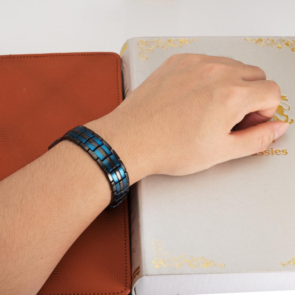 Black Bracelet Men Hand Chain Waterproof Health Germanium Magnetic Therapy Bracelet Male Benefits Stainless Steel Bracelets Mens