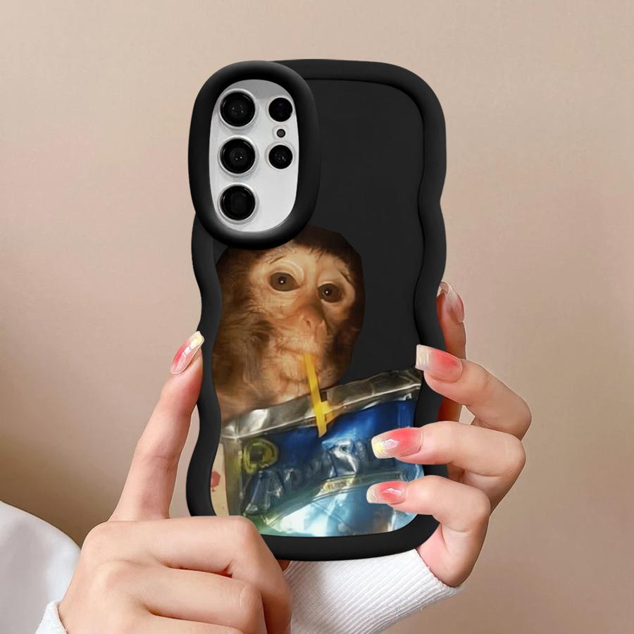 Monkey Drink Trend Soft Phone Cover Case for Samsung Galaxy A25 S21 S23 Plus S22 Ultra A26 S24 S25 S20 FE A54 A24 A35 A36 A34
