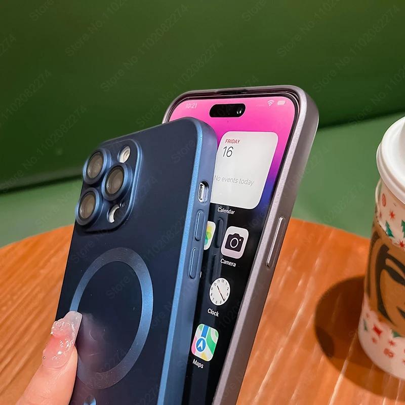 Matte Phone Case For Magsafe For Apple iPhone 15 14 13 12 11 Pro Max Plus Magnetic Wireless Charging Silicone Cover Accessories